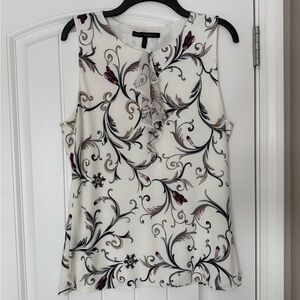 White House Black Market Floral Blouse Sleeveless Size L